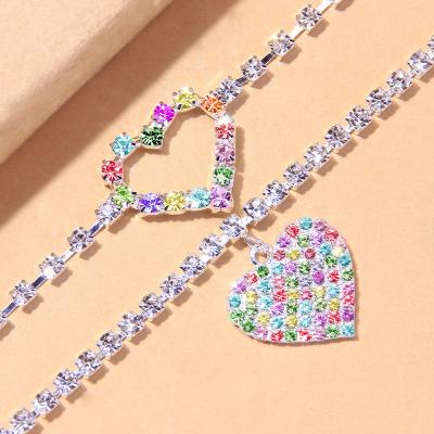 China High Quality Vintage Gold CZ Zircon Rainbow Zircon Tennis Anklet Woman Rose Heart Silver Plated Anklet Chain for sale