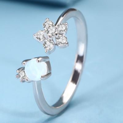 China FASHIONABLE Jewelry Pearl Ring Flower Zircon Wholesale Hot Selling Sterling Silver Ring For Girls for sale