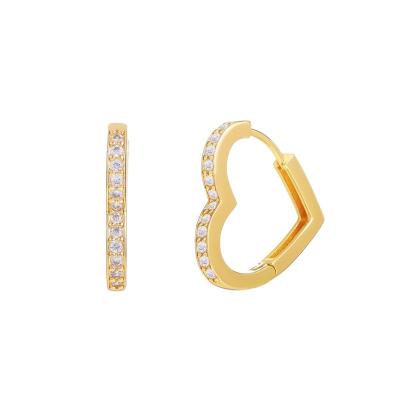 China 18K gold plated earrings hot sale wholesale jewelry 925 big heart earrings CLASSIC silver huggie earrings for sale