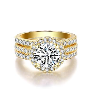 China Large Romantic Wedding Rings Cubic Zirconia Couples Ring Engagement Set for sale