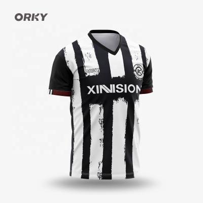 China ORKY Moisture Absorption Perspiration Printing Sportswear Short Sleeve Singlet Uniforms Male Adult Training Football Suit Uniform for sale