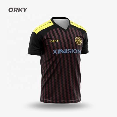 China ORKY Moisture Absorption Perspiration Printing Sportswear Short Sleeve Singlet Uniforms Male Adult Training Football Suit Uniform for sale