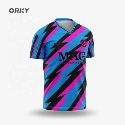 China ORKY Football Suit Sweat Moisture Absorption Adult Male Short Tank Top Long Sleeve Uniform Custom Sleeve Number for sale