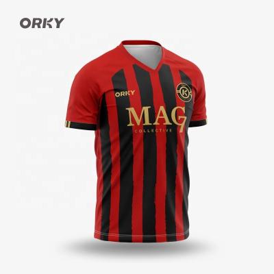 China ORKY Moisture Absorption Perspiration Printing Sportswear Short Sleeve Singlet Uniforms Male Adult Training Football Suit Uniform for sale