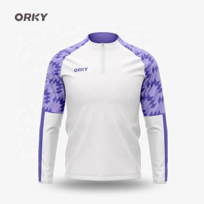 China Breathable Quick Dry and Never Fade ORKY Autumn and Winter Soccer Long Sleeve Custom Half Sleeve Zipper Soccer Suit Sports Jacket Men Training for sale