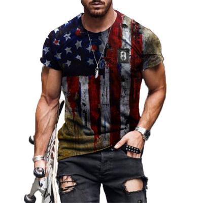 China Anti-Wrinkle Summer Cotton Country Starlable Printing Sports T-shirt Breathable Short Sleeve Men for sale