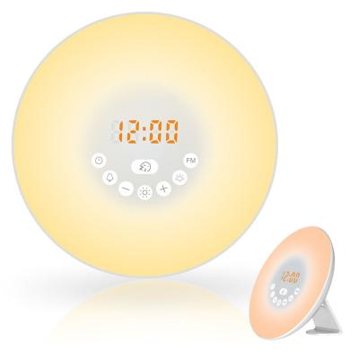 China Eco-friendly Rechargeable Alarm Clock RGB Adjustable Light Kids Adults Gift Wake Up Light Night Light for sale