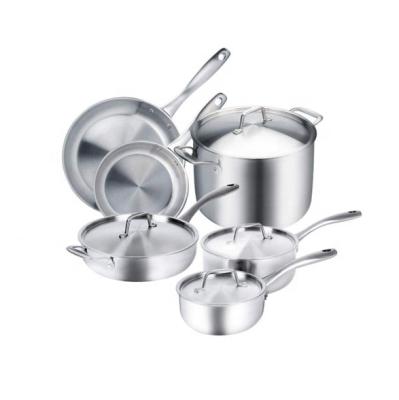 China Sustainable Wholesale Custom Stainless Steel Cookware Set Kitchenware Stainless Steel Cooking Pot Set for sale