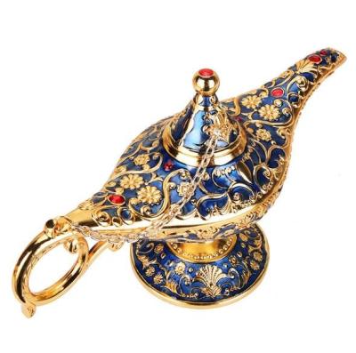 China Aladdin lamp tin alloy metal aladdin god lamp for home decoration Russia made one wish Aladdin magic lamp brass genies lamp ITL802 for sale