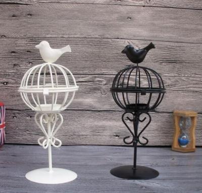 China Home Decoration Birdcage Candlestick Iron Candle Holder Metal Ornaments Wedding Home Decoration for sale