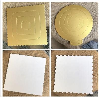 China Cake Cardboard Paper Tray Around/Birthday Cake Moustor Cardboard Baking Shiny Hard Paper Tools Oil Water Proof Square Cake Pad for sale