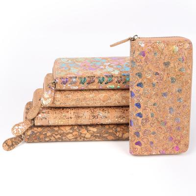 China Fashion eco-friendly wholesale ladies long wallet with zipper vegan nature cork wallet for men and women for sale