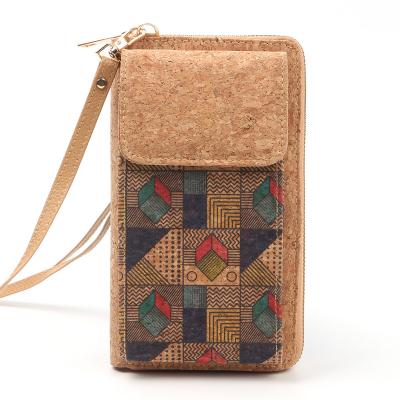 China High Quality Factory Customized Eco-Friendly Logo Vintage Printed Phone Bag Cork Personalized Women Phone Messenger Bag for sale