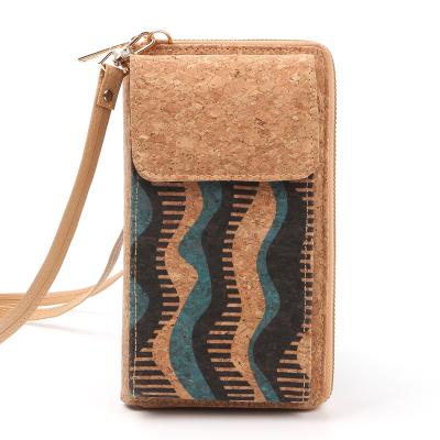 China High Quality Factory Customized Eco-Friendly Logo Vintage Printed Phone Bag Cork Personalized Women Phone Messenger Bag for sale