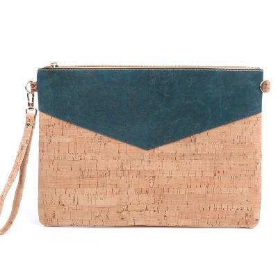 China High Quality Vegan Natural Cork Leather Women's Purse Card Bag Purse Cork Wrist Bag Vegetarian Environmental Solid for sale