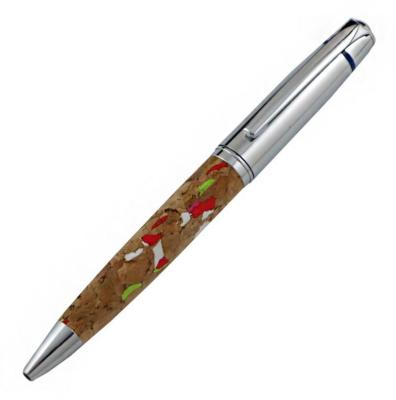 China Eco-Friendly Lightweight Durable Printing Pen Wood Pen Customize Cork Barrel Ball Logo Handmade Cork 1.0mm High Quality Natural Vegan for sale