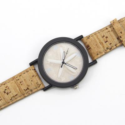 China Cork Leather Watches New Product Luxury Cork Watch Couple Lover Japanese Movement Wrist Watch Eco-friendly Romantic Wood Calendar for sale