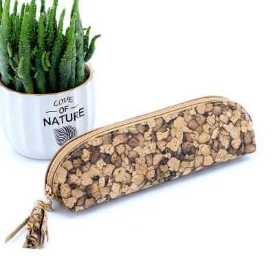 China 2022 Newest High Quality EVA Cork Zipper Customized Pencil Case Portable Pen Pouch Simple Stationery Bag For Middle School Office Teens for sale