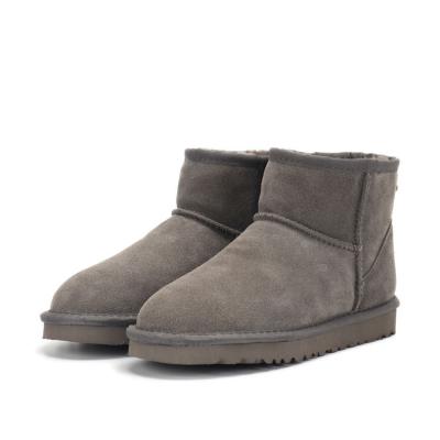 China Factory Custom Round Classic Winter Sheepskin Fur Lining Ankle Wool Warm Genuine Leather Upper Snow Boots For Women for sale