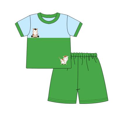 China Cute Newborn Baby Boy Summer Outfit Clothes Applique Baby Boy Short Sets Casual Casual Outfit Set for sale