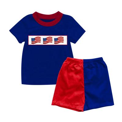 China Casual Top Selling Wholesale Boutique Custom Design 4th July Kids Toddler Boy Summer Outfits Shorts Set for sale