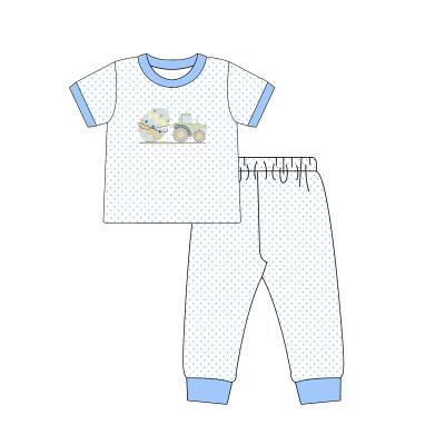 China Hot Selling Casual Custom Logo Cotton Embroidery Shorts Sleeves Summer Baby Boys Dressing Gear Set for sale