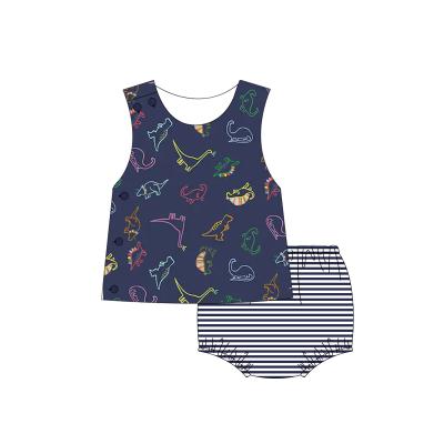 China Casual Sleeveless Boutique Loungewear Toddler Kids Custom 2 Piece T-shirt And Short Sets Baby Boy Clothing for sale