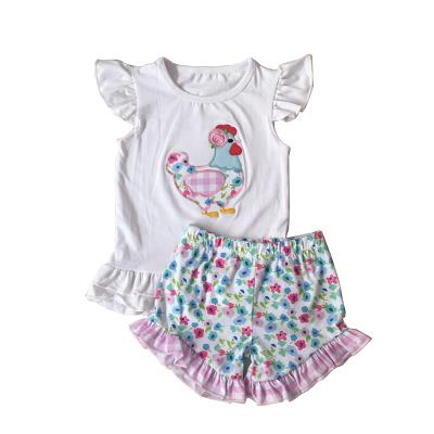 China Hot Selling Sweet Custom Design Baby Clothing Outfit Set Girls Boutique Children's Summer Shorts Clothing Sets for sale