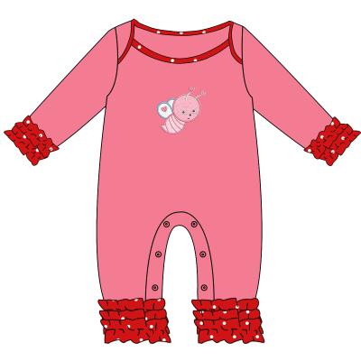 China Puresun causal design high quality 100% cotton knit baby rompers valentine applique girls valentine romper for sale