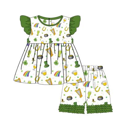 China Boutique casual custom 2022 St Patrick's print toddler clothes set for girls summer 2 pieces sets baby outfits for sale