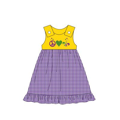 China Puresun 2022 Hot Selling Casual Mardi Gras Toddler Girls Dresses Sleeveless Cotton Kid Girls Dresses for sale