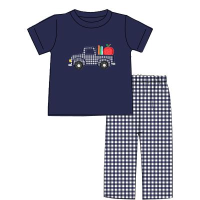 China 2022 customization boys boutique casual online clothes back to school toddler boy 2 piece clothing set for sale