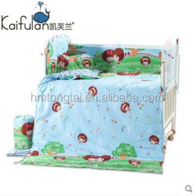 China 100% Cotton Twill 4 Piece Cartoon Baby Sets Bedding Around Bumper With Removable Crib Baby Wash Bumper for sale