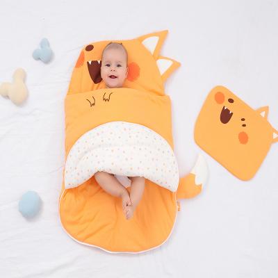 China Amazon Selling Antibacterial Cotton Singlet Soft Sleeping Bag Baby For Autumn Fox Pattern 2.5 Orange Cute Adiathermal Power for sale