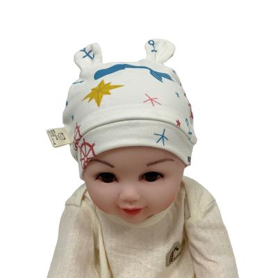 China OEM JOINT 100% Cotton Newborn Baby Printing Knitted Cute Beanie Hat for sale