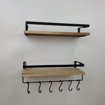 China Behind Doors/On Walls Wholesale Shower Wall Mounted Wooden Grocery Storage Book Hanging Shelf for sale