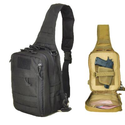 China Waterproof Tactical Molle Shoulder Gun Bag Pistol Holster Pistol Mount Case Hunting EDC Chest Military Backpack for sale