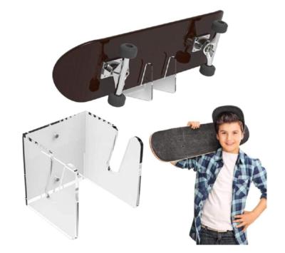 China Eco-friendly Bespoke Skateboard Display Rack Lucite Acrylic Wall Mounted Street Board Storage Shelf Rack for sale