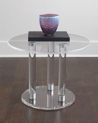 China Extendable bespoke clear designer furniture round acrylic end table for home decorative lucite corner table for sale