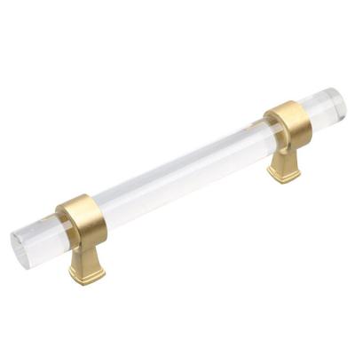 China Home Furniture Drawer Cabinet Clear Acrylic Drawer Pull Handles With Gold Bases for sale