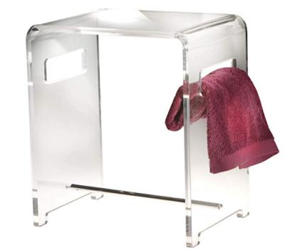 China Convertible Bespoke Shower Bench Clear Lucite Acrylic Backless Stool Chair For Bathroom for sale