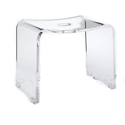 China Convertible Bespoke Acrylic Backless Chair Shower Stool Seat Lucite Spa Pedicure Stool For Home Bathroom for sale