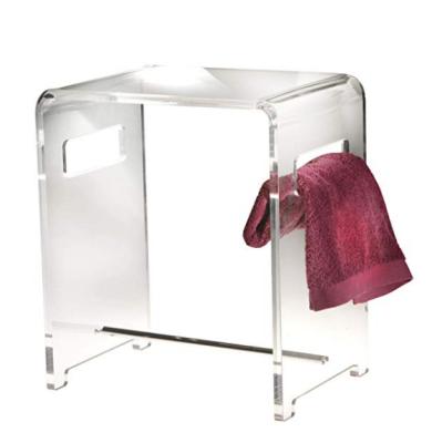 China Eco-friendly acrylic bathroom shower stool bench for home hotel deco plexiglass storage stool for sale