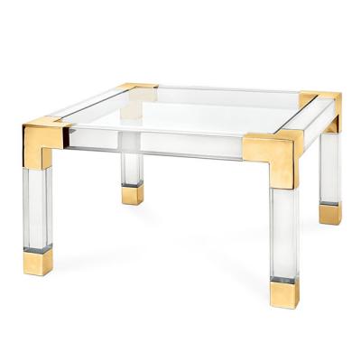 China Eco - Friendly Custom Design Modern Clear Square Acrylic Lucite Coffee Table Dinner Table for sale