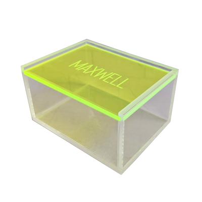 China Eco - Friendly Bespoke Fluorescent Acrylic Box With Slipping Lid Lucite Gift Box for sale