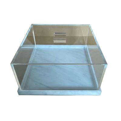 China Eco-Friendly Bespoke Large Lucite Marble Bar Chunk Acrylic Gift Box With Lid Cover Acrylic Bakery Display Box for sale