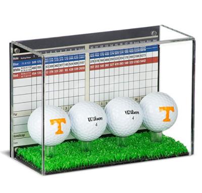 China Environmental Friendly Removable Magnetic Clear Acrylic Box/Goods And Fanshion Display Box For Golf Ball Appearance Case Holder With Turf Floor for sale