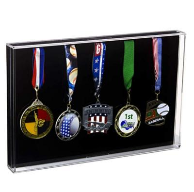 China Eco-friendly Acrylic Award Wall Display Case For 5 Medals Belt Storage Box Display For Military Sports Events for sale