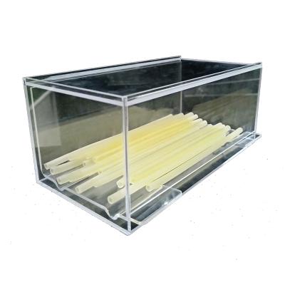 China Eco-friendly Custom Plexiglass Countertop Acrylic Display Box Holder For Drinking Straw Dispenser Holder for sale