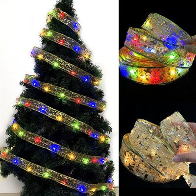 China Christmas tree decor; Gifts ; 2022 Hot Selling Christmas DIY Home Decor Ribbon Lights Christmas Decoration Ornament Christmas Tree Decoration Lights for sale